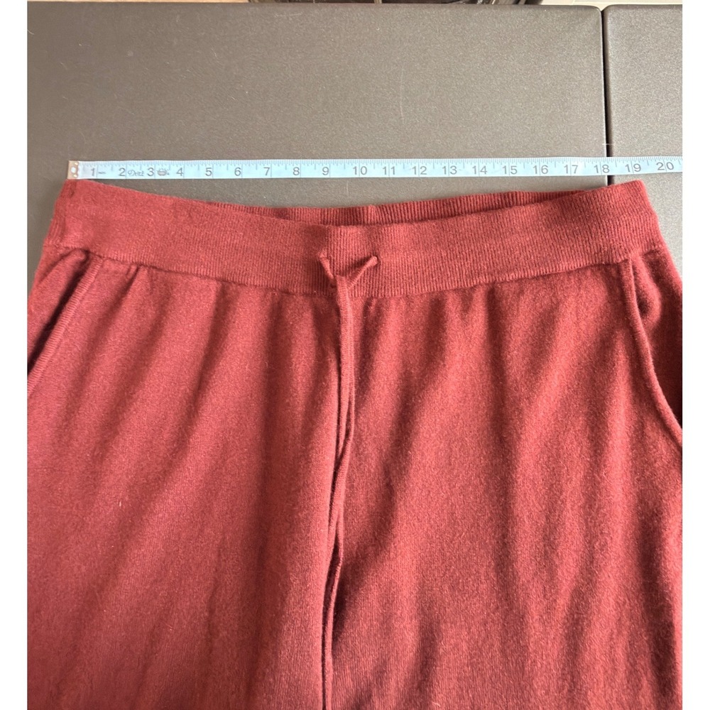 Quince Mongolian Cashmere Sweatpants Burgundy Pull On Stretch Knit Cozy Basic XL - Picture 12 of 12